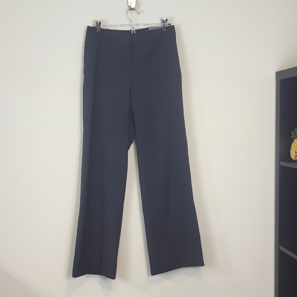 ANN TAYLOR Black Gray Signature Fit Trouser Leg Relaxed Fit Wool Blend Pant